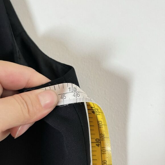 VTG MAGGY LONDON Black Dress Lined Floral Embroidered Strap Sleeveless Sz 8 Y2K - Picture 7 of 9